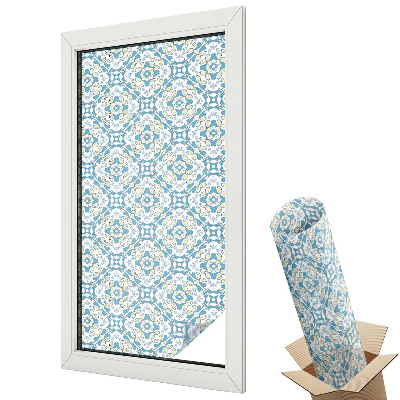 Witraż naklejka na okno Błękitne geometryczne symetrie