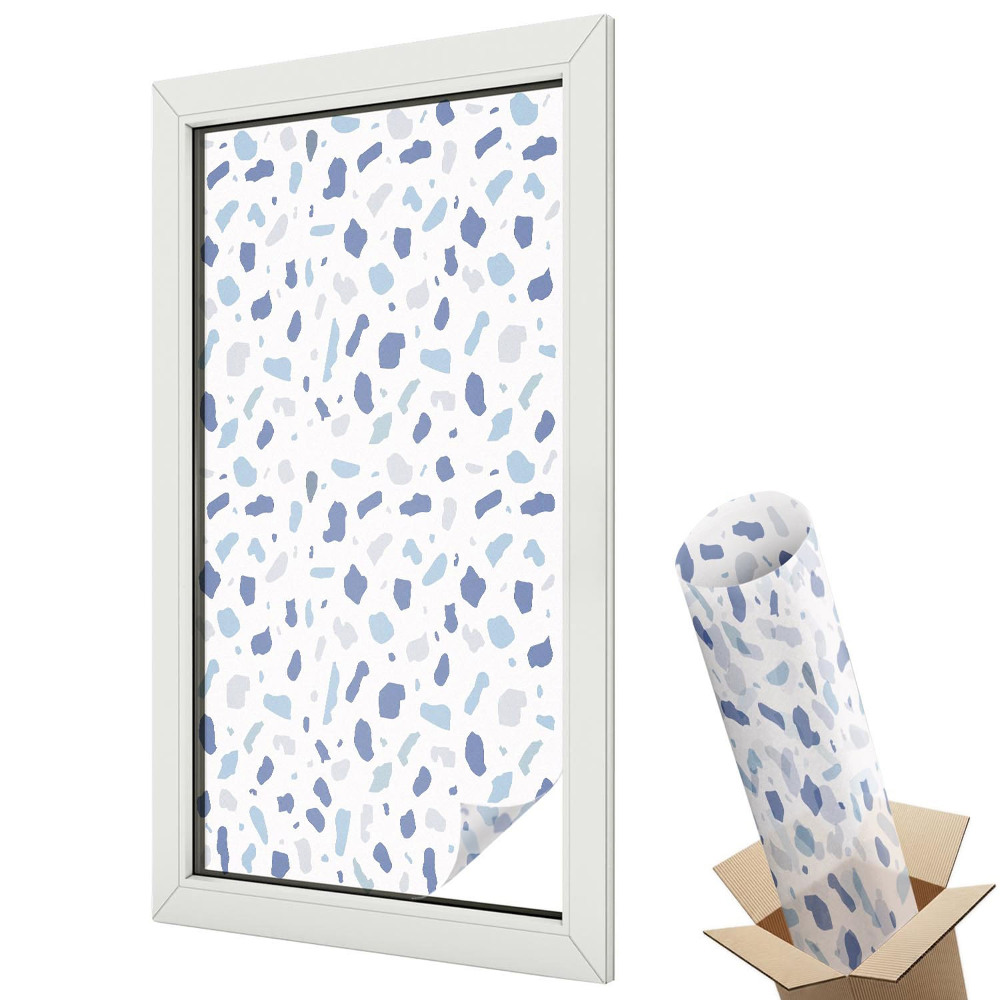 Witraż naklejka na okno Niebieskie abstrakcyjne kształty