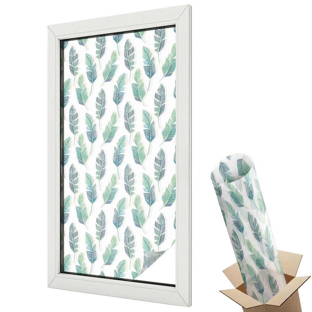 Witraż naklejka na okno Kolorowe liście na jasnym tle