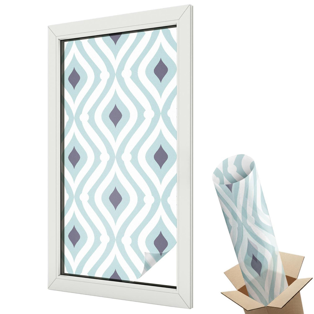 Mleczna folia na okno witraż Geometryczny wzór elegancja minimalizmu