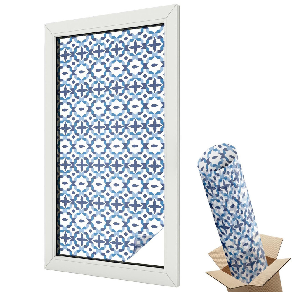 Mleczna folia na okno witraż Nowoczesne heksagony mięta symetria