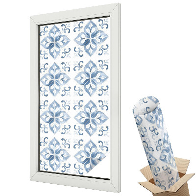 Witraż naklejka na okno Nowoczesne niebieskie kafelki geometryczne