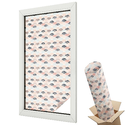 Mleczna folia na okno witraż Liście w stylu retro