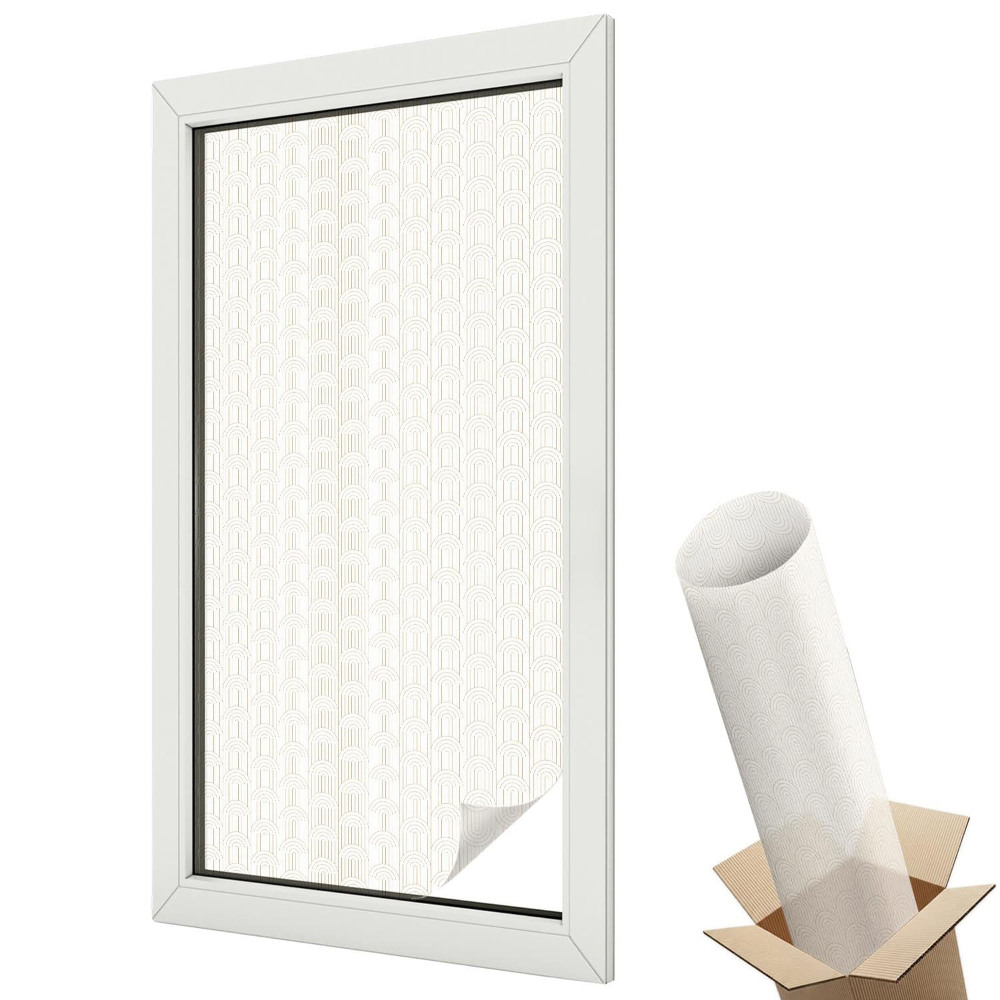 Mleczna folia na okno witraż Geometryczny wzór łuków minimalistyczny