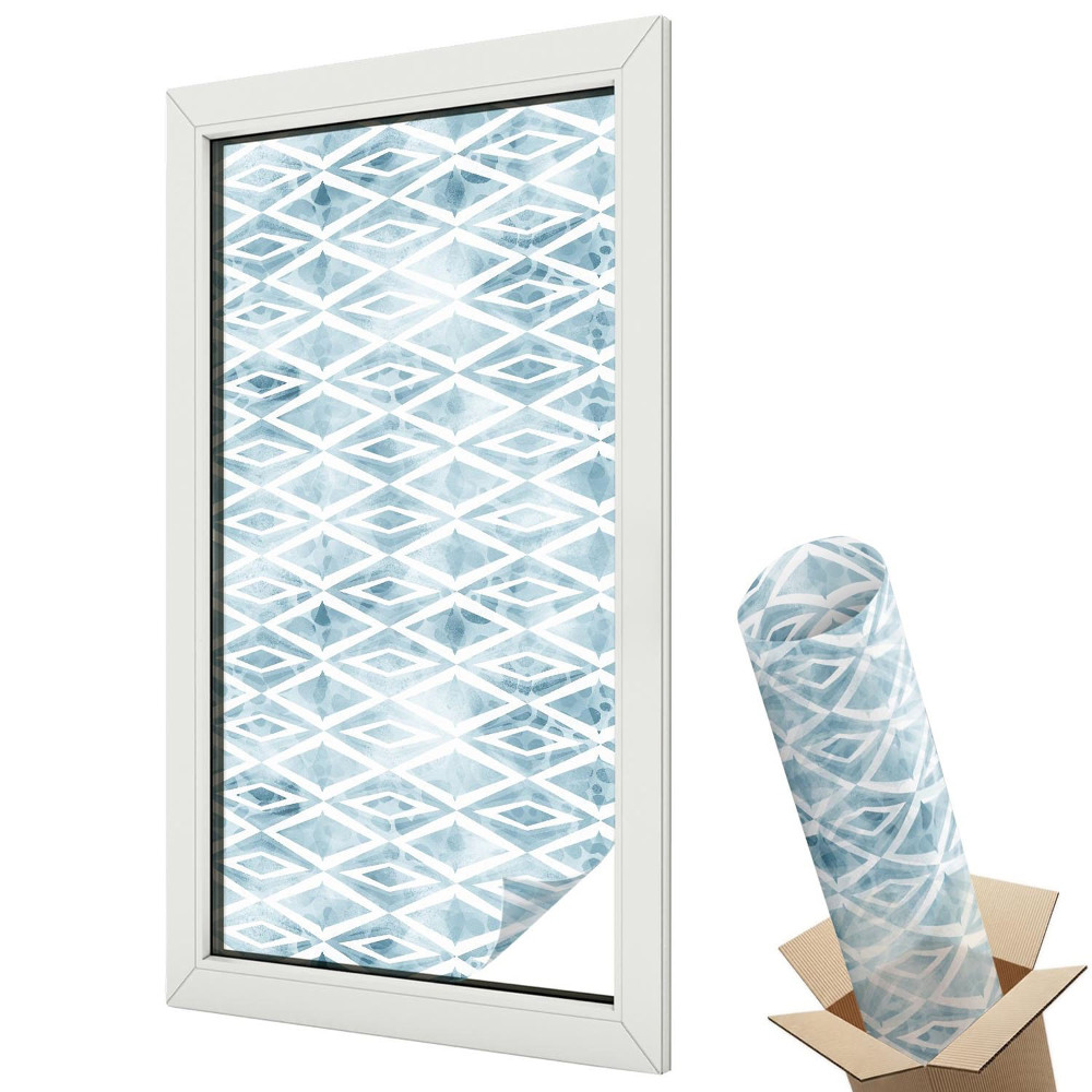 Dekoracyjna folia okienna Geometryczna elegancja w niebieskim odcieniu
