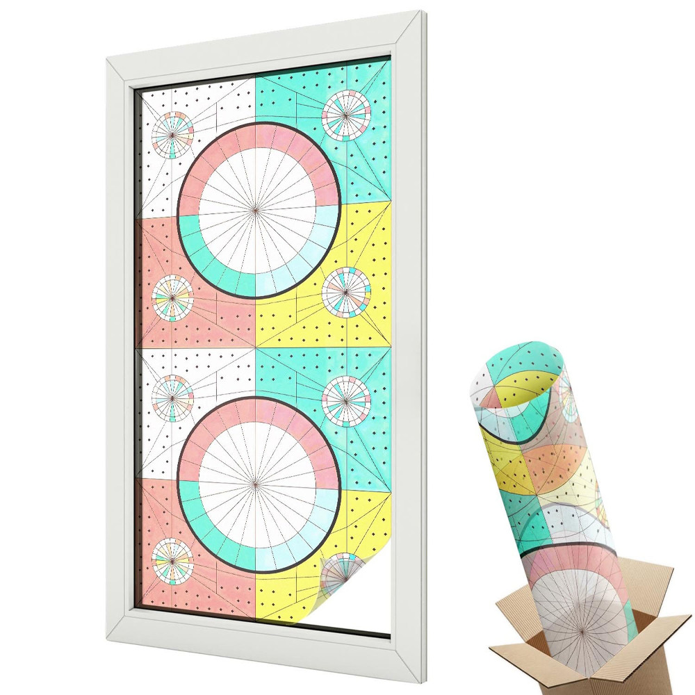 Mleczna folia na okno witraż Ornamenty roślinne kolor zieleni