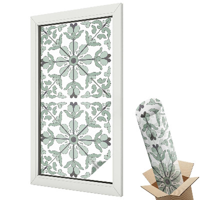 Mleczna folia na okno witraż Elegancki wzór roślinny w stylu klasycznym