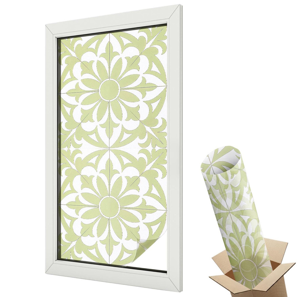 Witraż naklejka na okno Tropikalne liście w pastelowych odcieniach