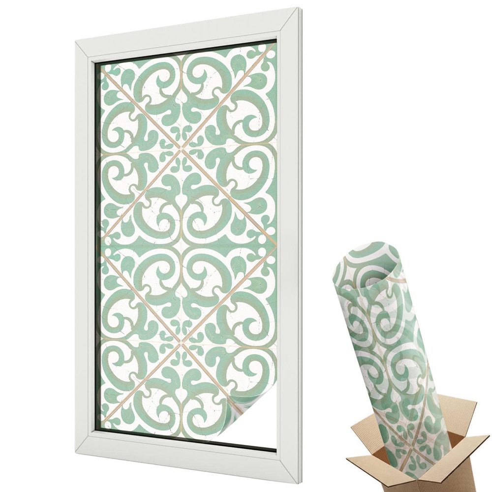 Dekoracyjna folia okienna Miętowe ornamenty retro