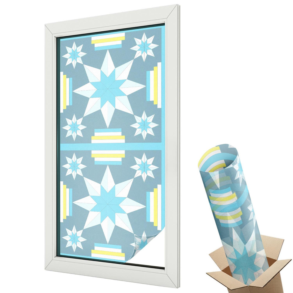 Witraż naklejka na okno Symetryczne gwiazdy pastelowe tonacje