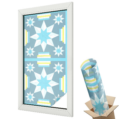 Witraż naklejka na okno Niebieskie geometryczne wzory kontrastowe