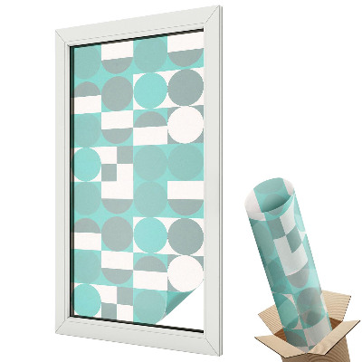 Dekoracyjna folia okienna Niebieskie koła białe kwadraty symetria