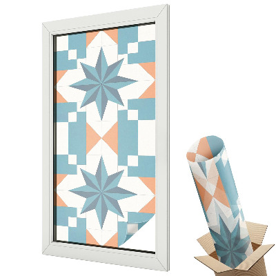 Mleczna folia na okno witraż Geometryczna symetria gwiazdy
