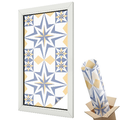 Witraż naklejka na okno Geometryczna gwiazda w niebieskich tonach