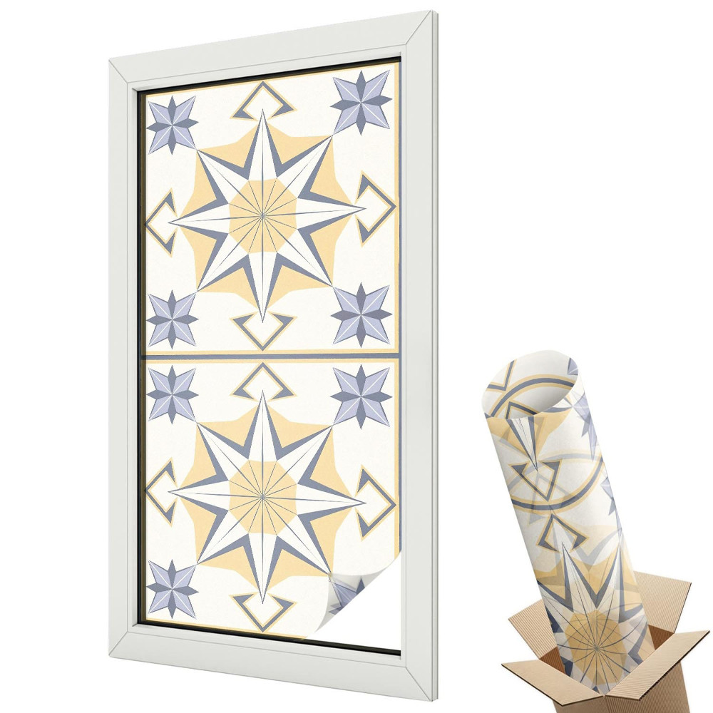 Dekoracyjna folia okienna Żółta i szara gwiazda geometryczna