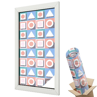 Mleczna folia na okno witraż Pastelowa harmonia geometrycznych kształtów