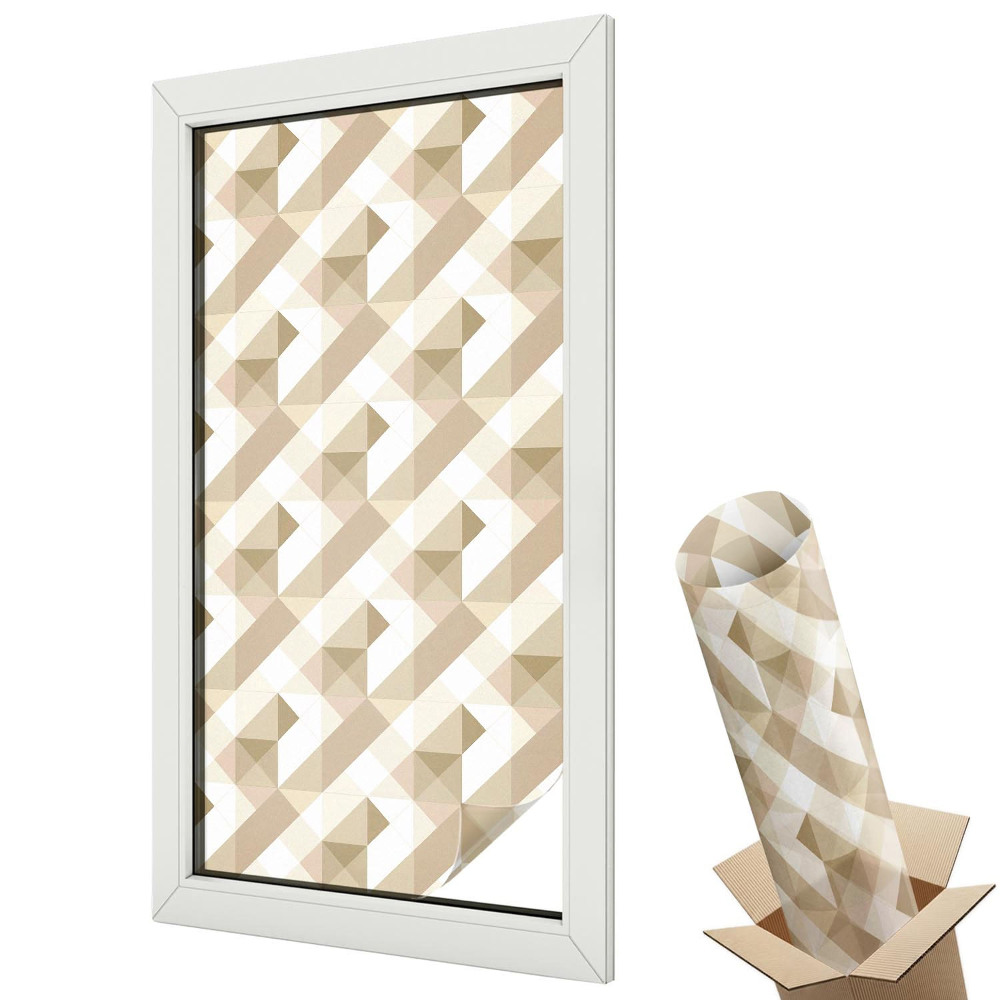 Mleczna folia na okno witraż Geometryczne kształty w ciepłych odcieniach