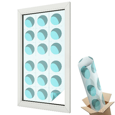 Witraż naklejka na okno Błękitne koła symetryczny wzór elegancja