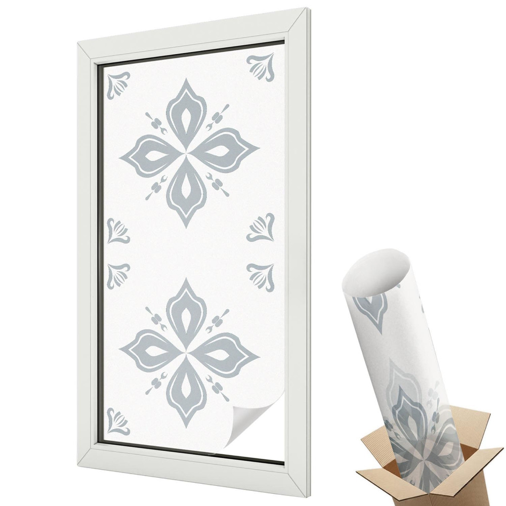 Mleczna folia na okno witraż Ornament klasyczny w harmonijnej symetrii