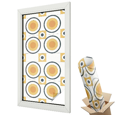 Witraż naklejka na okno Geometryczne kwiaty w świeżych kolorach