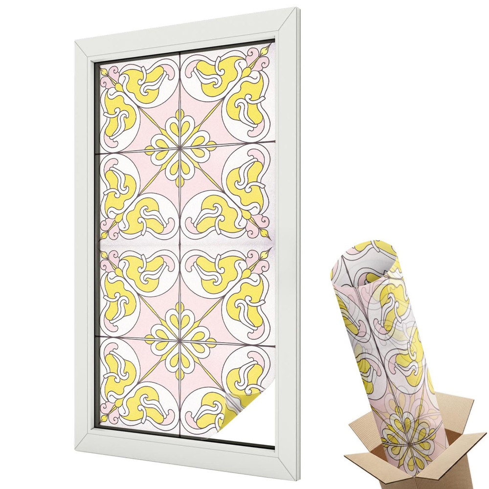 Dekoracyjna folia okienna Ludowe konie i kwiaty