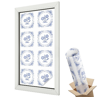 Mleczna folia na okno witraż Stylowe geometryczne motywy symetryczne