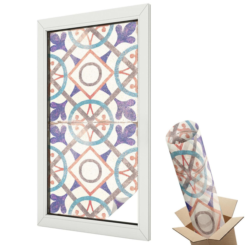 Witraż naklejka na okno Klasyczne ornamenty z rozetami