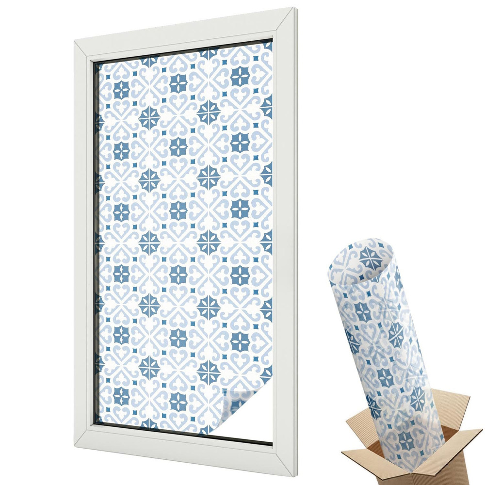 Witraż naklejka na okno Geometryczny klasyczny wzór kafelkowy