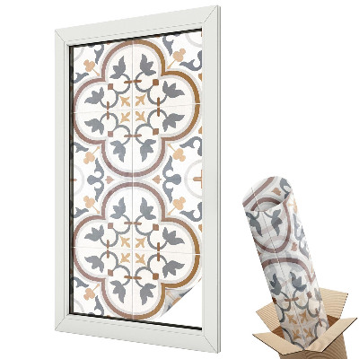 Witraż naklejka na okno Cytryny i liście boho symetria