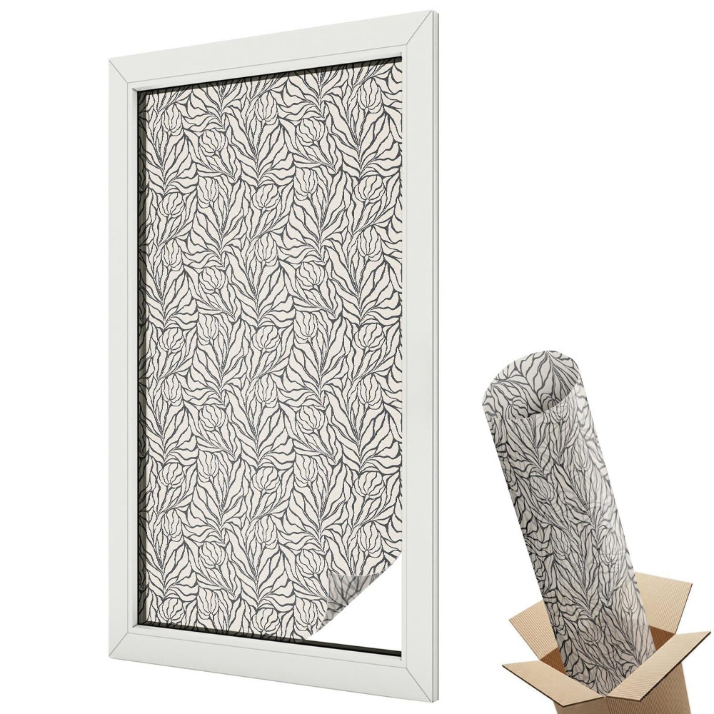 Mleczna folia na okno witraż Delikatny awokadowy wzór