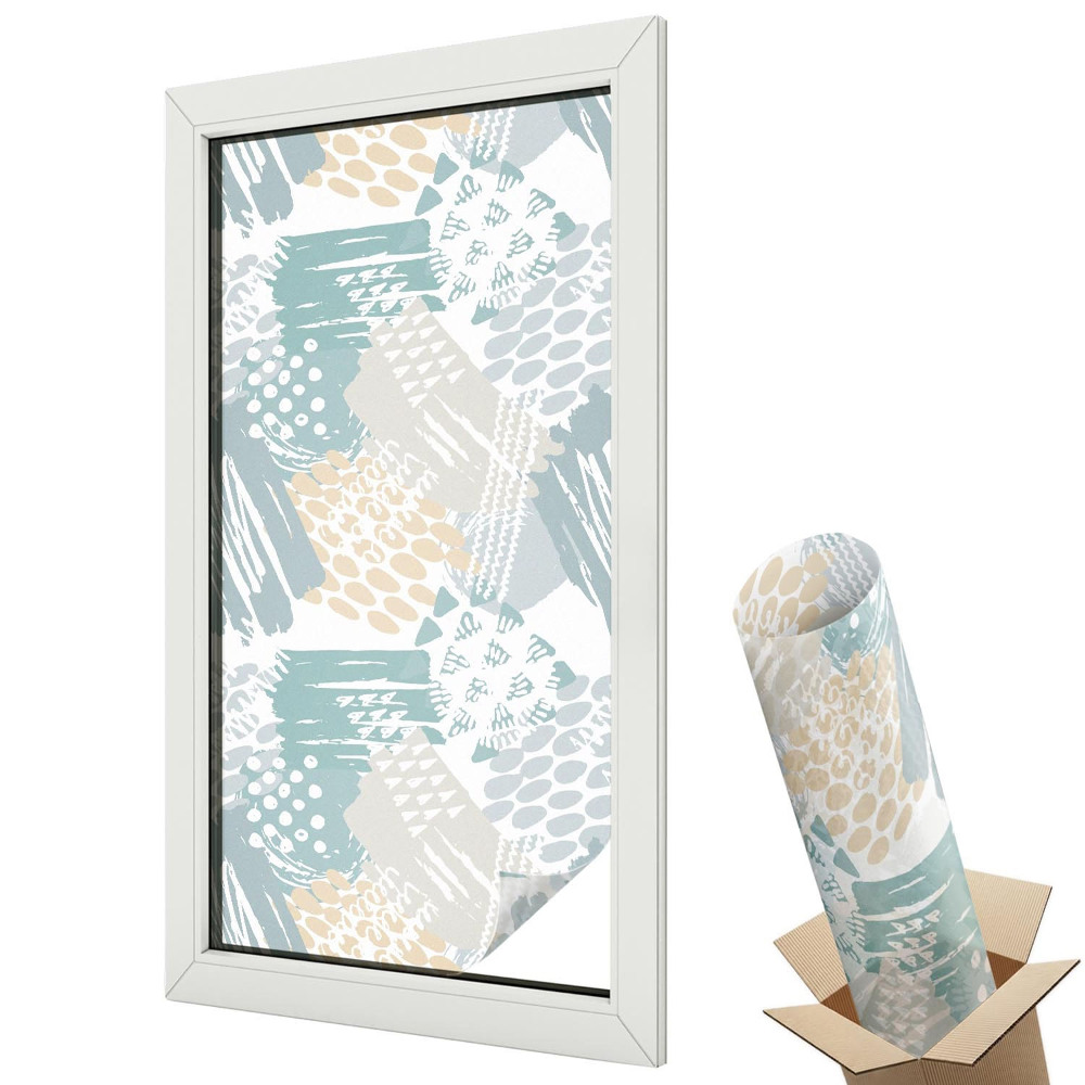 Mleczna folia na okno witraż Pastelowe wzory geometryczne