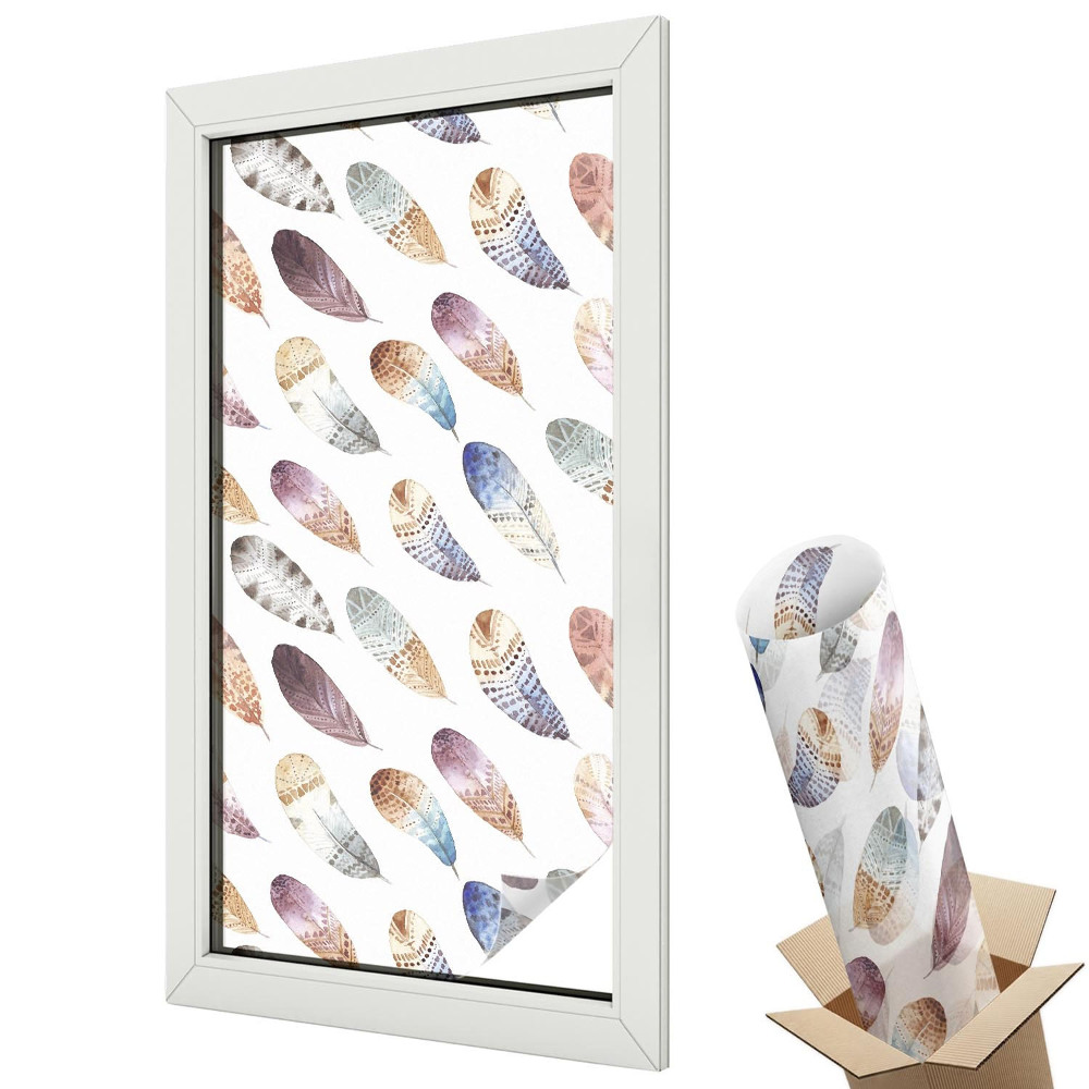 Witraż naklejka na okno Wiejskie domki spokojny krajobraz natura