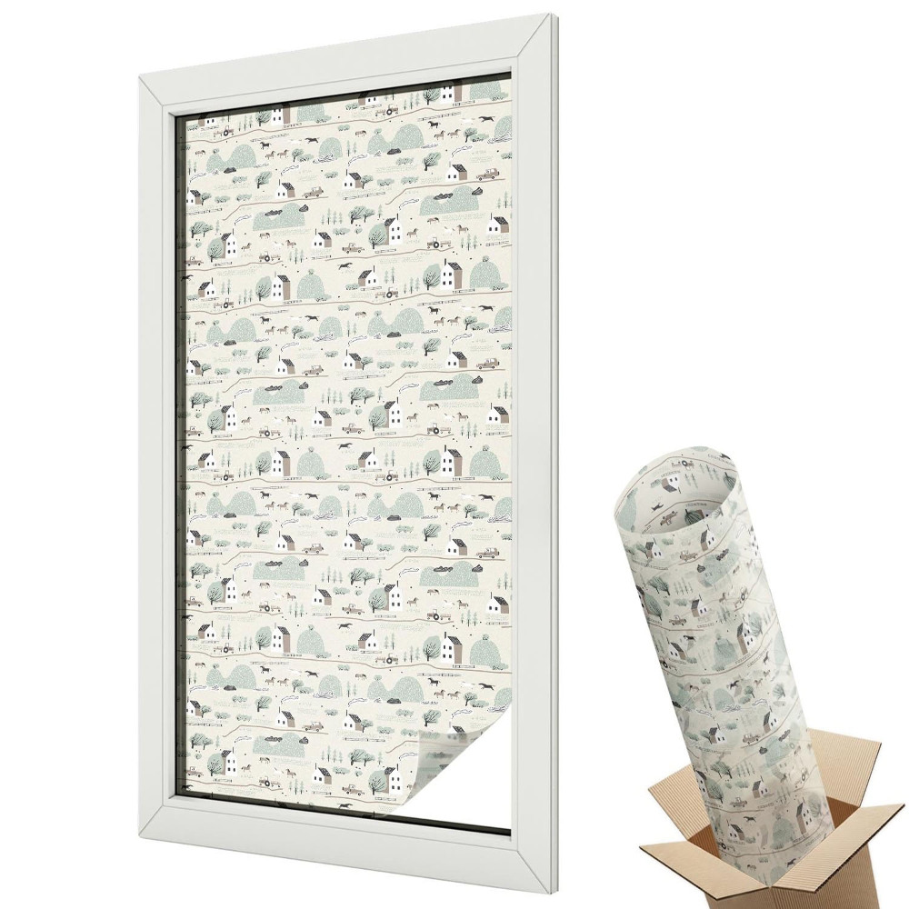 Dekoracyjna folia okienna Ptaki i kwiaty w ludowym wzorze