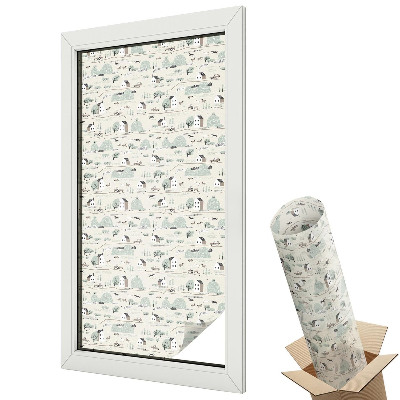 Dekoracyjna folia okienna Wiejskie domki spokojny krajobraz natura