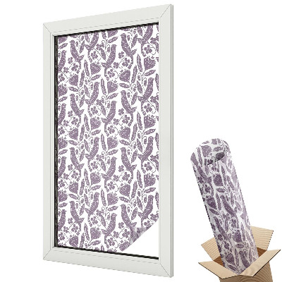 Mleczna folia na okno witraż Ptaki i kwiaty w ludowym wzorze