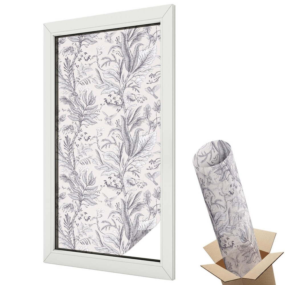 Witraż naklejka na okno Morskie motywy liści muszli koralowców