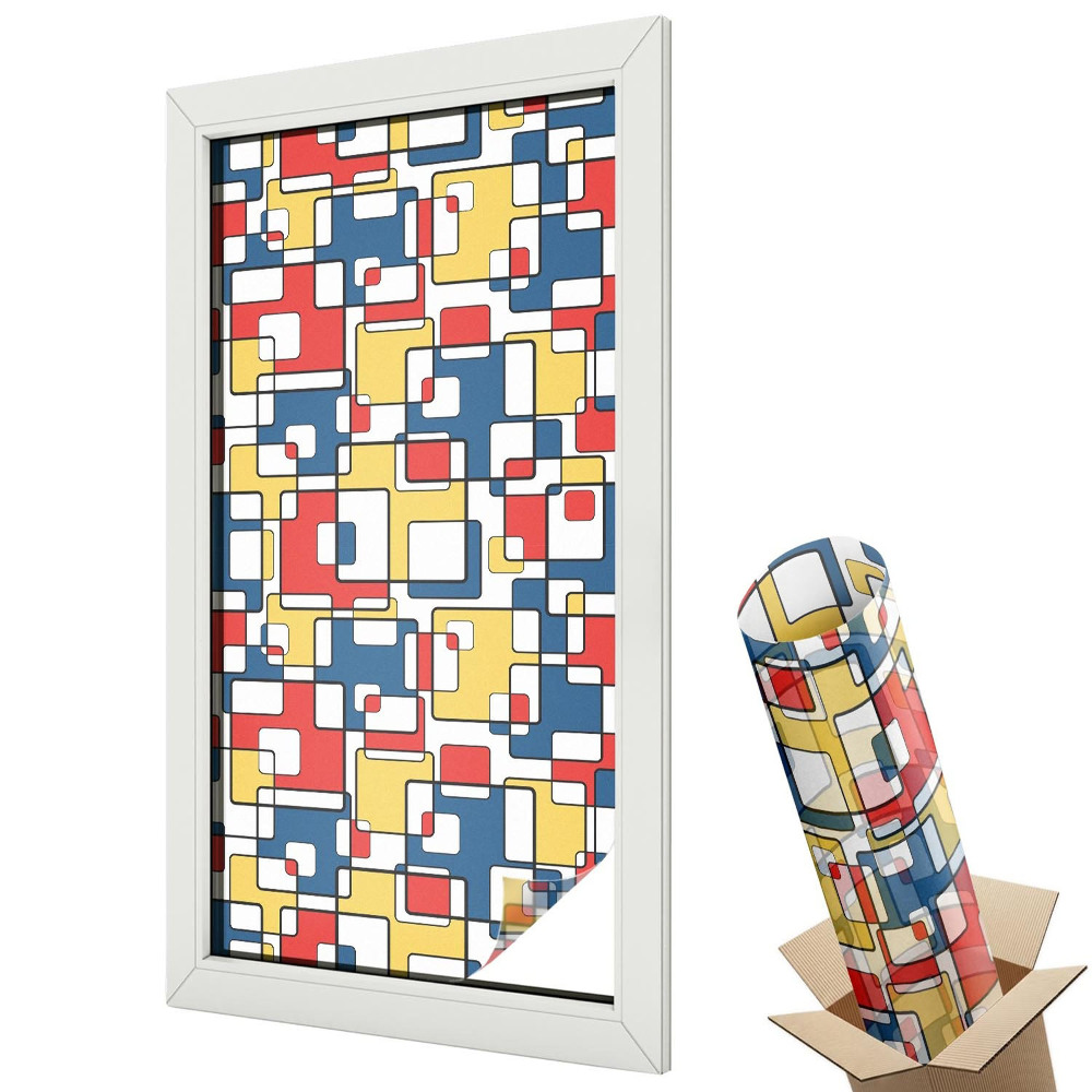 Dekoracyjna folia okienna Kolorowe figury geometryczne nowoczesny wzór