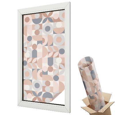 Mleczna folia na okno witraż Okręgi w szarościach styl geometryczny