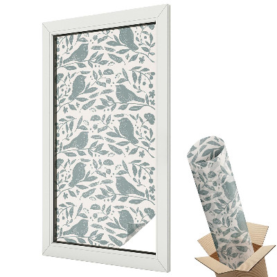 Witraż naklejka na okno Dekoracyjny wzór ptaków w liściach