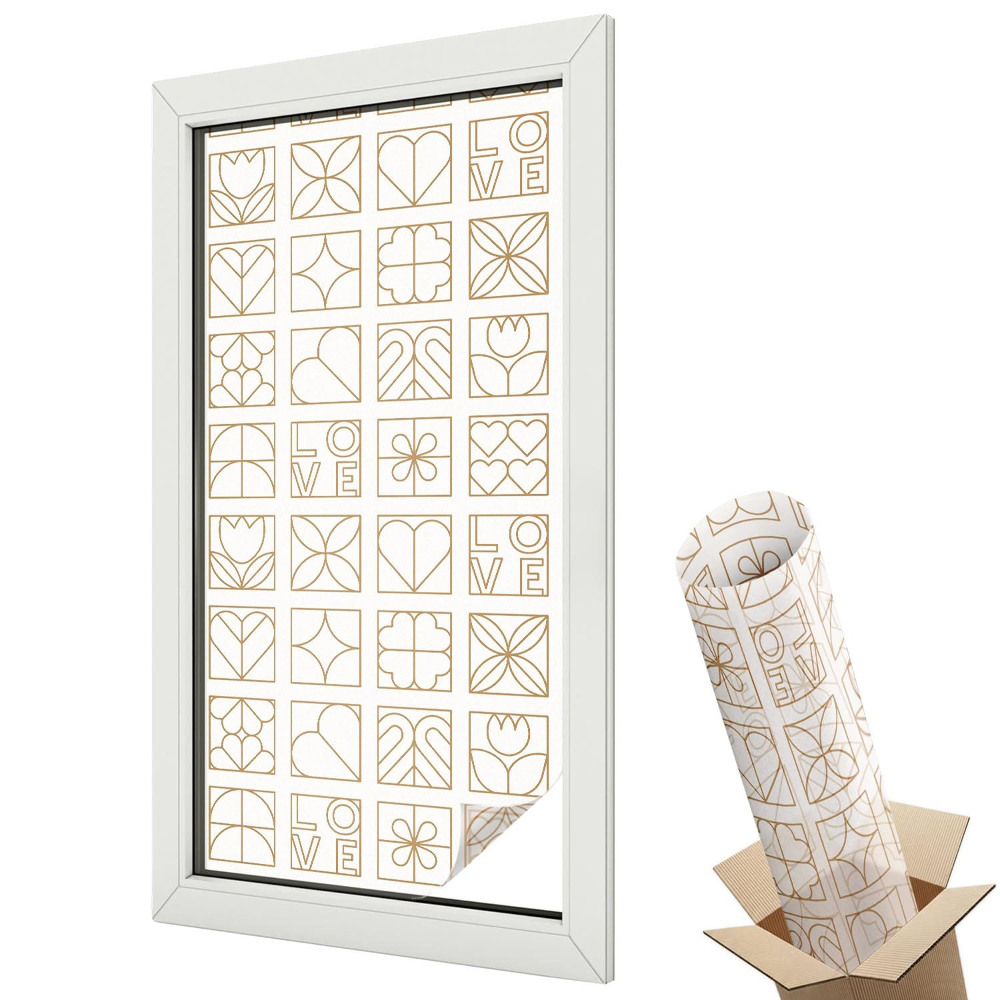 Dekoracyjna folia okienna Stylowy wzór geometryczny i miłosne napisy