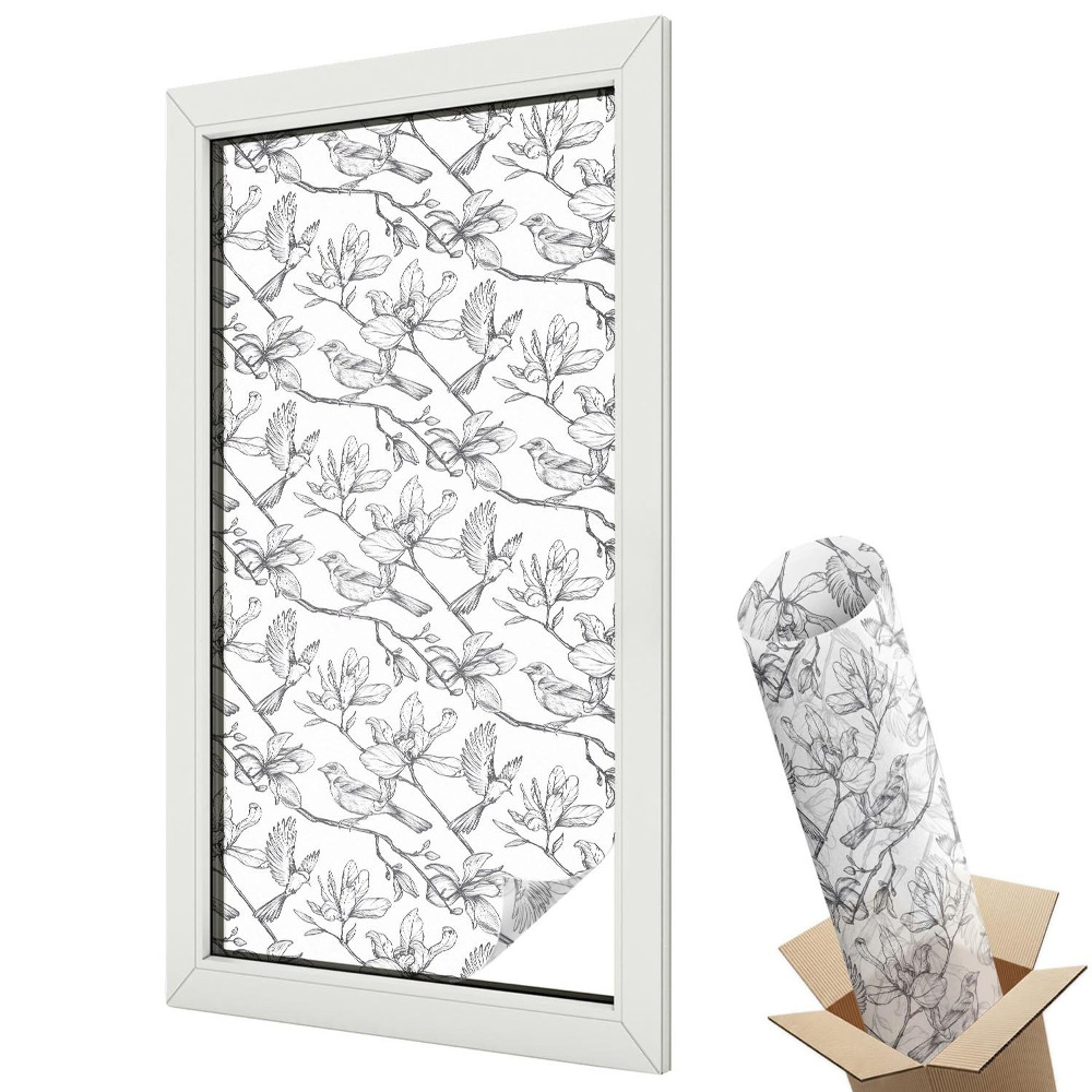 Dekoracyjna folia okienna Kwiatowy motyw w odcieniach niebieskiego