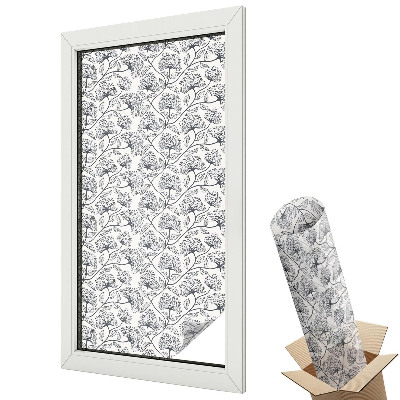 Witraż naklejka na okno Kwiaty botaniczne elegancja