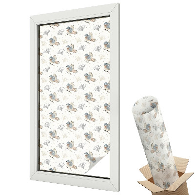 Dekoracyjna folia okienna Ptaki i liście wzór klasyczny