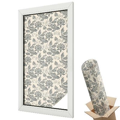 Dekoracyjna folia okienna Ryby koi i lotos klasyczna harmonia