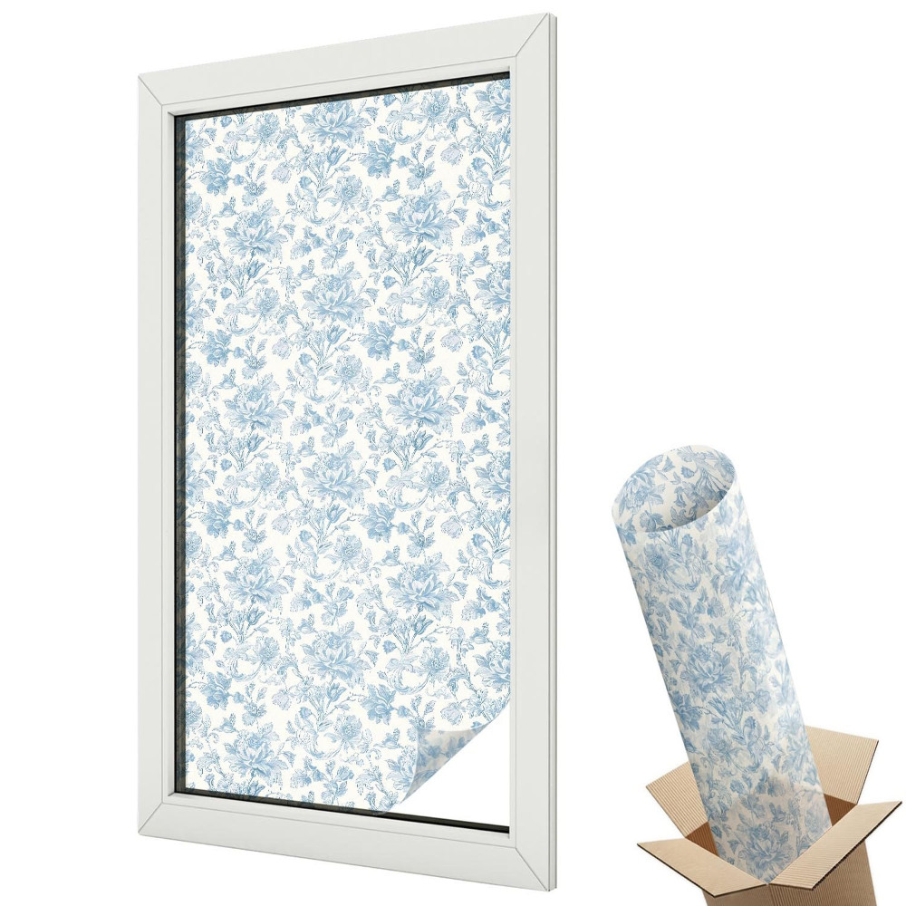 Witraż naklejka na okno Abstrakcyjne fale niebieskie powtarzalne linie