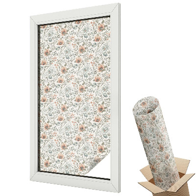 Mleczna folia na okno witraż Elegancki wzór kwiatowy klasyczny styl