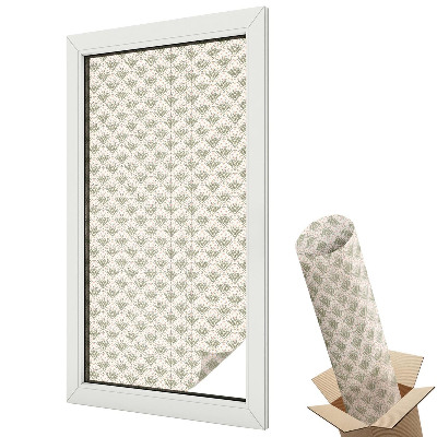 Mleczna folia na okno witraż Eleganckie ornamenty roślinne w zieleni i różu