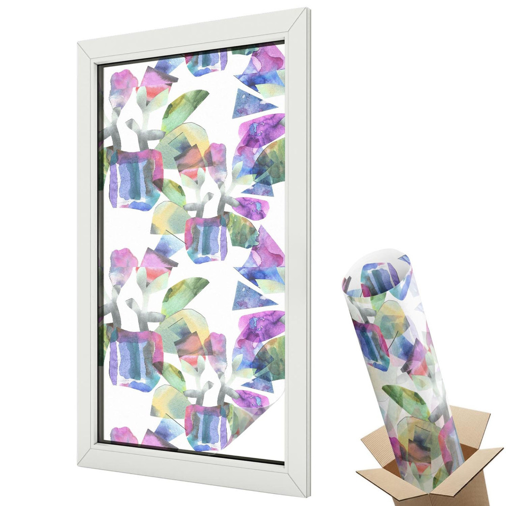 Dekoracyjna folia okienna Abstrakcyjne akwarelowe rośliny