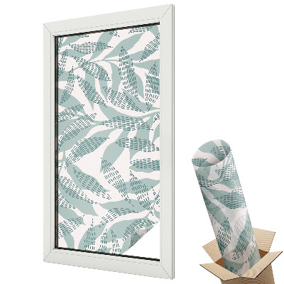 Witraż naklejka na okno Zielone liście nowoczesny wzór natury