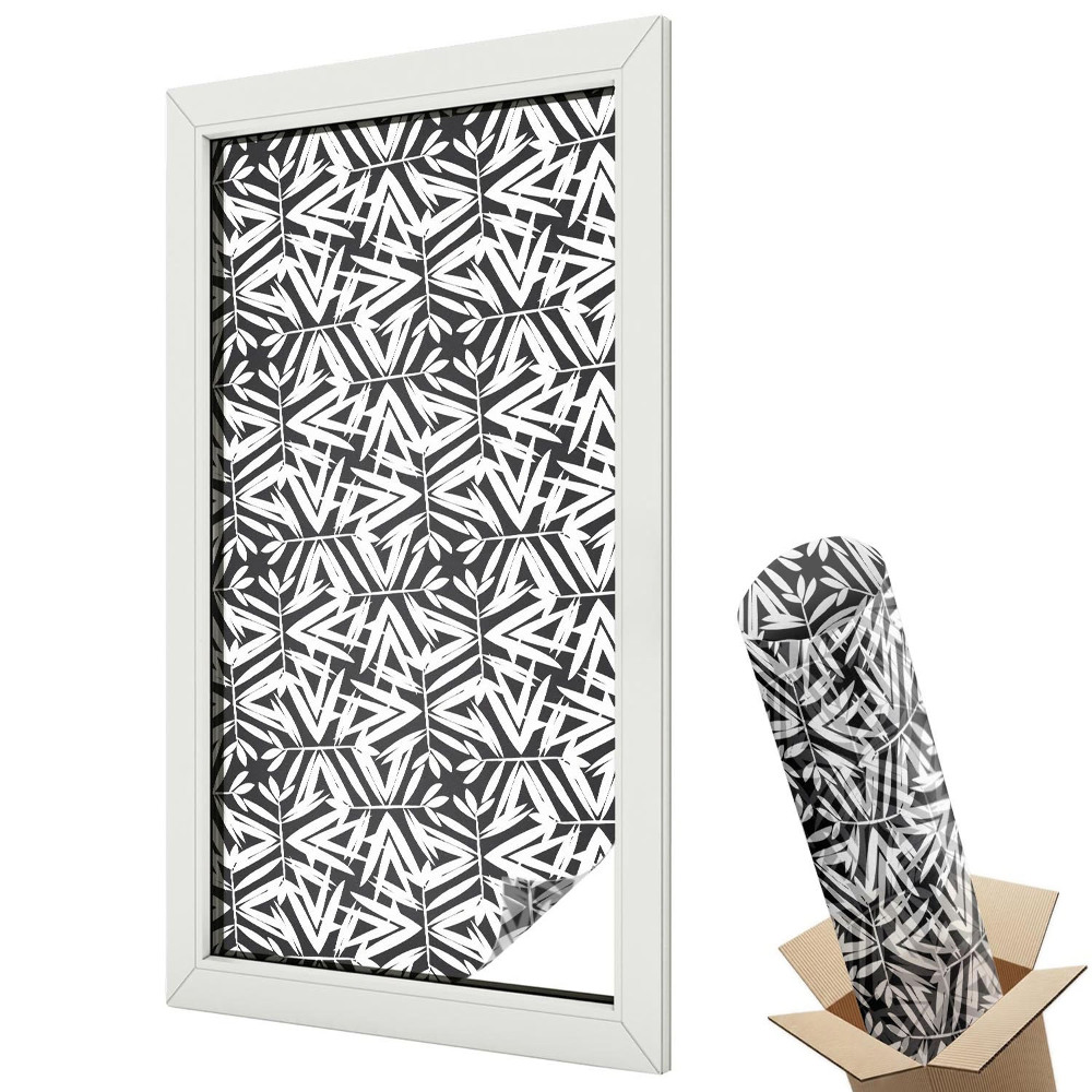 Mleczna folia na okno witraż Nowoczesna symetryczna grafika czarno-biała